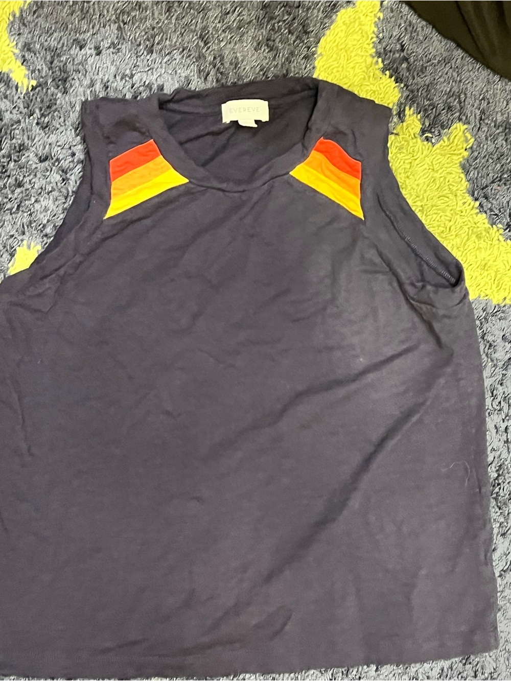 Evereve Sleeveless Navy Women’s Shirt with Red & Yellow Accent - Re/Done
